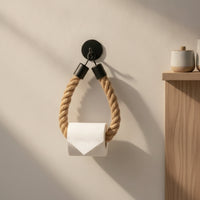 Toilet Tissue Holder Wall-Mounted Toilet Tissue Holder with Rope Bathroom Accessory Matte Black Hardware Easy to Install