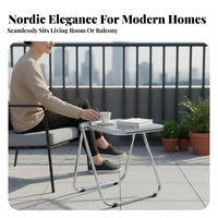 Foldable Design Transparent C-Shaped Table Minimalist aesthetic Household Furniture Lightweight Home Furnishing Space-Saving for Apartment Dwellers, Students, Homeowners, Living Room, Balcony, Beside the Sofa, Small Spaces