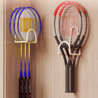 2 Pieces No-Drill Wall-Mounted Racket Holder Sturdy Racket Wall Mount Sturdy Sports Gear Hanger Safeguarding for Tennis Players, Garage, Bedroom