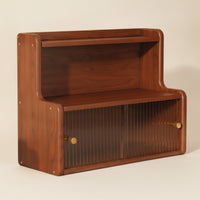 Stepped Cabinet with Sliding Doors L-Shaped Countertop Cabinet Translucent Furniture for Kitchen