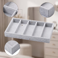 Eyewear Organizer with 5 Compartments Velvet-Covered Eyeglasses Storage Tray Low-Profile Glasses Storage Tray for Drawer, Dresser, Retail Display