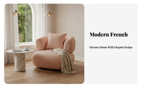 Curved rose-colored Settee French aesthetic Curved Couch Minimalist Design Loveseat for Interior Designers, Business Owners, Reception Area, Bdirectlyique, Living Room