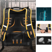 Electrician Tool Organizer Backpack Breathable Padded Back Molded Base Tool Backpack USB Charging Port for Electricians, Technicians