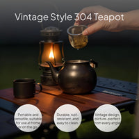 Vintage Stainless Steel Teapot Set for Outdoor Use