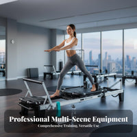 Pilates Reformer Bed Multi-Functional Pilates Reformer Machine Multifunctional Core Training Machine for Beginners, Stretching Studio, Recovery Center