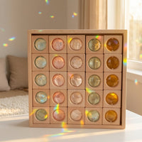Wooden Block Board with Acrylic Blocks Translucent Wooden Blocks with Acrylic Pieces Faceted Block Board for Young Children, Classroom