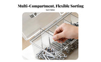 Transparent Screw Organizer Secure Latch Multi-Grid Storage Box Portable Compartment for DIY Enthusiasts, Technicians, Workshop, Garage