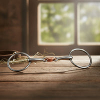 Copper-Jointed Horse Bit with Three-Piece Mouthpiece Polished Bit with Oval Rings Gentle Tack Comfortable for Everyday Riding