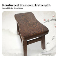 Long-Lasting Chicken Feather Wood Stool Curved Seat Backless Wooden Stool Handmade Household Furniture Easy to Clean for Adults, Families, Homeowners, Living Room, Entryway, Bedroom, Breakfast Nook