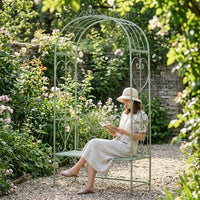 Garden Arch Bench, Iron-made, 115x47x228cm, Large, Rose, Rose Arch, For Climbing Plants