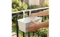 3 Pieces Railing Planter with Hooks Outdoor Flower Pot Deck for Gardeners