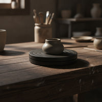 Decorating Turntable Low-Profile Pottery Wheel with Grooves Smooth-Turning Clay Sculpting Stand for Dessert Artists, Art Class, Kitchen Countertop