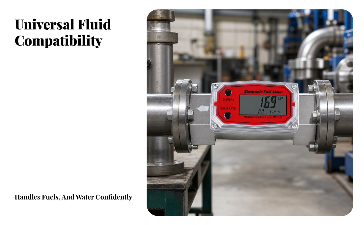 Calibrated Digital Metering Stream Meter | Metal Housing, Threaded End Connections, Liquid stream Meter, for Workshops