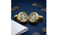Mechanical Dial Cufflinks Gold Finish Watch Face Cufflinks Geometric Metal