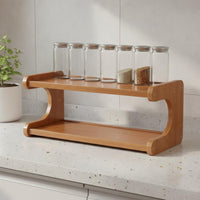 3-Tier Bamboo Seasoning Rack Space Saving Bamboo Seasoning Rack Countertop Seasoning Holder Easy to Clean Kitchen Organizer