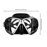 Diving Facepiece with Hardened Glass Leak-Watertight Two-Lens Underwater Eyewear Anti-Fog Goggles for Snorkelers, Swimmers, Snorkeling, Sea