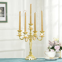 Five-Head Gold and Silver Plated Metal Alloy European Style Candle Holder for Home, Hotel, KTV Classic
