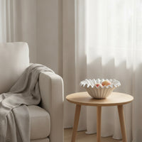 Ceramic Fruit Bowl Fluted Bowl with Wavy Rims Large for Tabletop