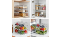 7 Pieces Fridge Organizer Stackable Fridge Storage Container with Lids Transparent Bins for Kitchen, Meal Prep