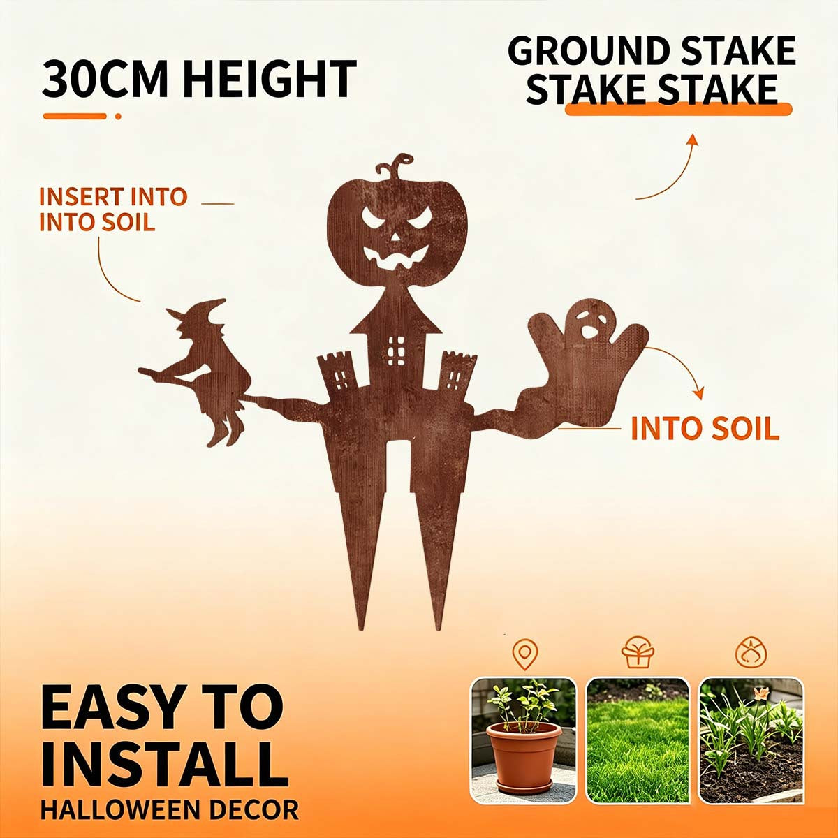 Halloween Rustic Abstract Metal Garden Lawn Ornament