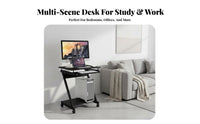 Movable Design Wheeled Laptop Desk Space-Saving Overbed Table Mobile with casters Computer Stand Minimalist aesthetic for Students, Remote Workers, Apartment Dwellers, Bedroom, Dorm Room