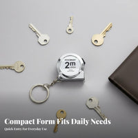 Keychain Tape Measure Sturdy Metal Case 2m Retractable Measuring Tape Hand Tool for DIY Hobbyists, Home Improvement, Workshop