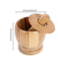 Stable Base Bamboo Mortar and Pestle Natural Mortar and Pestle Set Manual Garlic with Lid Traditional for Home Cooks, Kitchen, Meal Prep