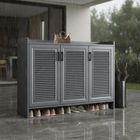 Waterproof Aluminum Shoe Cabinet Large Capacity Freestanding Shoe Storage Cabinet Formaldehyde-Complimentary Household Furniture Minimalist Design for Outdoor, Balcony