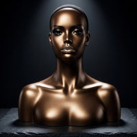 Female Mannequin head Bronze Mannequin Head with Shoulders Decorative hat display stand for Hair Stylists, Salons, Photography Studios