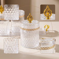 3 Pieces Faceted Canister Set with Tray Stylish Glass Jar with Tray Clear Canisters Fresh for Pantry