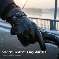 men's PU Leather Gloves Thick Warm Thermal Riding Gloves Hand Coverings Windproof Timeless Design for Cyclists, Cycling
