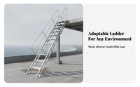 Outdoor Aluminum Staircase Lightweight Fixed Ladder with Handrails Rust-Resistant Fire Exit Stairs for Property Managers, Adults, Rooftop, Attic