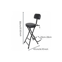 Guitar Stool with Backrest Portable Folding Guitar Chair Easy to Transport Furniture for Guitarists, Home Practice