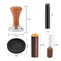 4 Pieces Coffee Tamping Kit Stainless Steel Espresso Prep Set with Mat Coffee Professional Tool Set with Tamper Ergonomic