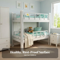 Space Saving Kids Metal Bunk Bed Heightened Safety Rails Metal Bunk Bed Stable Construction No Box Coil Needed for Students, Teens