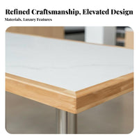 Sintered Sta surface Canteen Table and Chair Group Waterproof abrasion-resistantResistant Square Table and 4 Chairs Set sturdyDuty Frame Commercial Furniture Modern Design for Cafe Proprietors, Business Owners, Fast Food Joint, Dining Hall, Bistro