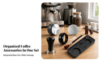 7 Pieces Matte Black Portafilter Set Storage Tray Espresso Tamper Set Molded Compartments Coffee Tool Kit Knurled