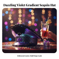 Glitter Naval Officer Hat Crystal Party Hat Iridescent Cap Feather Embellished Cap for Event Attendees, Event S, Raves