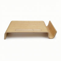 Wooden Screen Riser Ergonomic Screen Stand with Side Compartment Low-Profile Desktop Organizer for Students, Study Desk