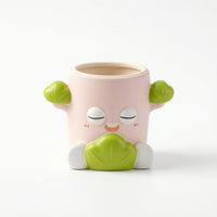 Cute Ceramic Planter Sleepy Face Planter with Feet Whimsical Plant Pot Compact for Gardeners