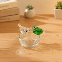 Bird Figurine with Nest Clear Bird Figurine Tabletop Crystal Birds for Collectors, Desk, Office