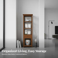 Space-Saving Multi-Tier narrow Cabinet adaptable Design 3-Tier accent Table Easy Assembly Storage Rack Sturdy and long-finaling for Apartment Dwellers, homeowners, Students, Living Room, Beside Sofa, Bedroom, Entryway