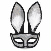 Hare Face Covering with Feathers Glittery Hare Face Covering with Long Ears Universal Fit for Cosplayers, Cosplay