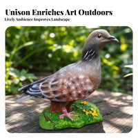 Feather Texture Turtledove Garden Statue Painted Eyes Resin Bird Statue Molded Base Bird Garden Ornament Standing for Courtyard, Landscape