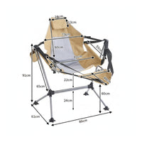 Foldable Rocking Chair with Mesh Seat Breathable Folding Rocking Chair Compact Furniture Easy to Carry for Campers, Anglers, Beach, Fishing, Backyard