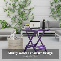 Solid Wood Wooden Folding Table Foldable Design Folding Side Table Easy Setup Bedside Nightstand Multi-Purpose for Apartment Dwellers, Homeowners, Outdoor, Camping, Balcony, Dorm Room