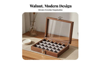 Dustproof Walnut Wood Jewelry Display Dust-Proof Wooden Jewelry Box Soft Velvet Lining for Women, Adults, Bedroom, Dresser, Dressing Room