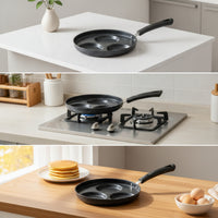 Divided Breakfast Pan Induction Compatible Nonstick Pan with Handle Multi-Sectional Skillet Stone-Coated for Singles, Busy Commuters, Small Kitchens, Rv Camping