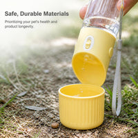 Portable Pet Water Bottle Dispenser for Dogs, Outdoor Travel Drinking Cup with Food Compartment