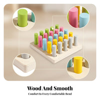 Wooden Peg Board Toy Bright Colors Wooden Peg Board Smooth Pegs Fine Coordination Practice Toy for Young Children, Preschoolers